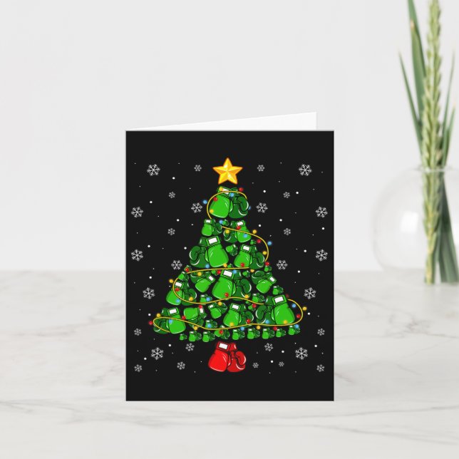 Christmas Boxing Sports Lover Xmas Tree Lights Paj Card (Front)