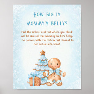 Christmas Boy Baby Shower How Big Is Mummy's Belly Poster