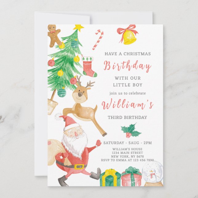 Christmas Boy Birthday Invitation (Front)