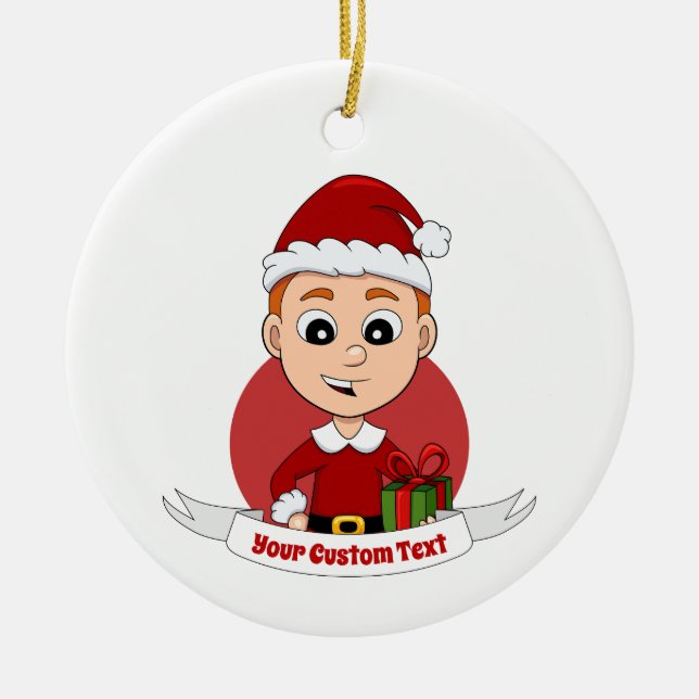 Christmas boy cartoon ceramic ornament (Front)