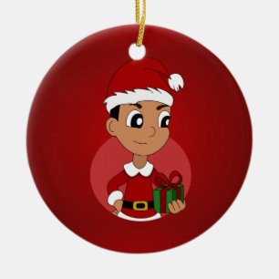 Christmas boy cartoon ceramic tree decoration