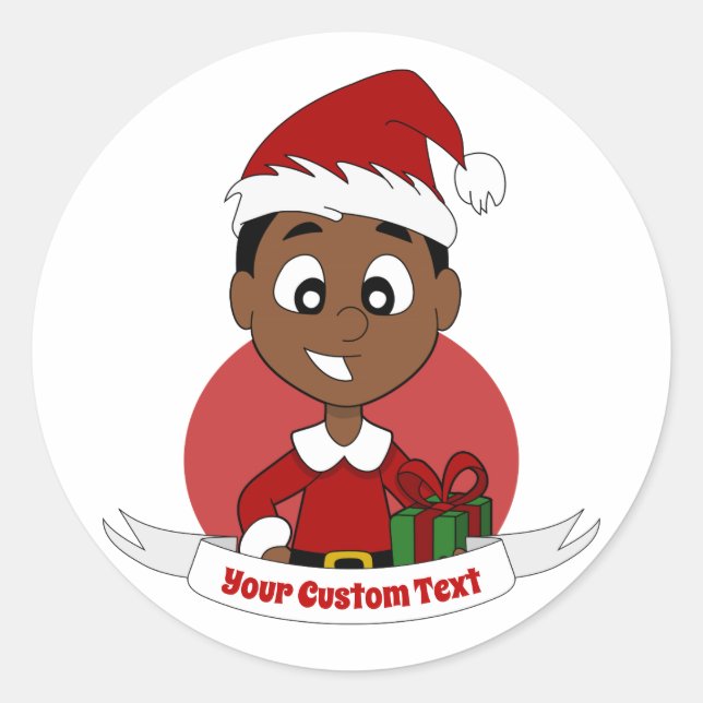 Christmas boy cartoon classic round sticker (Front)