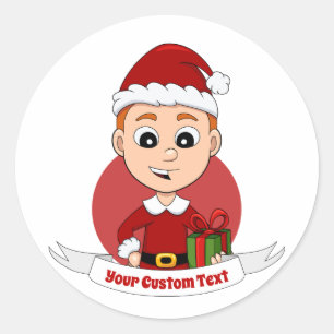 Christmas boy cartoon classic round sticker