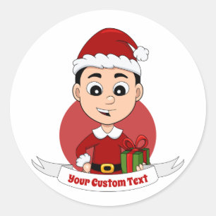 Christmas boy cartoon classic round sticker