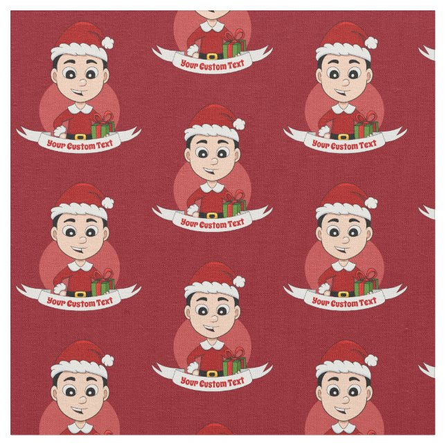 Christmas boy cartoon fabric (Close Up)