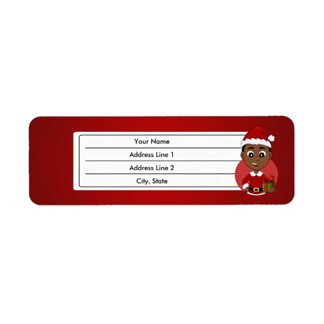 Christmas boy cartoon label return address label (Front)