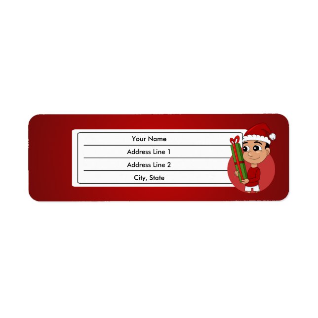 Christmas boy cartoon label return address label (Front)