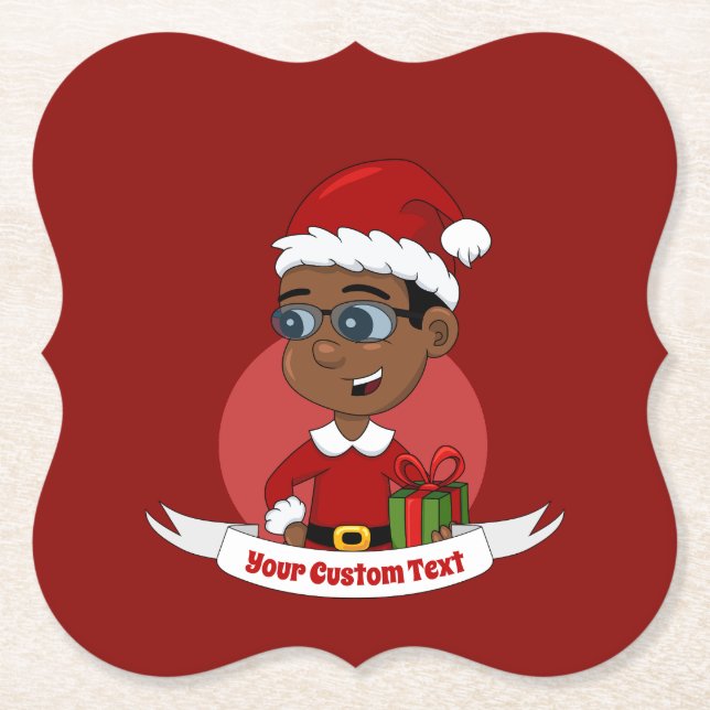 Christmas boy cartoon paper coaster (Front)