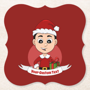 Christmas boy cartoon paper coaster