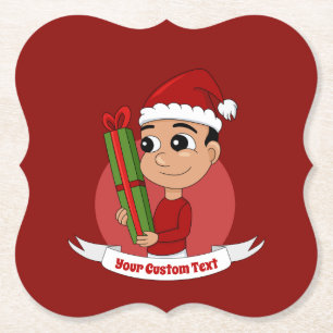 Christmas boy cartoon paper coaster