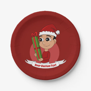 Christmas boy cartoon paper plates
