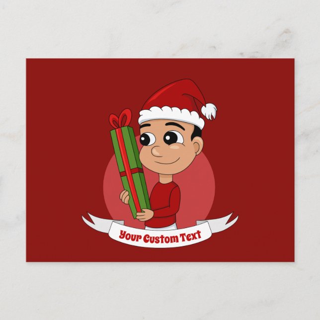 Christmas boy cartoon postcard (Front)