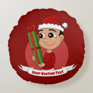Christmas boy cartoon round pillow