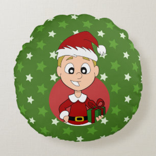 Christmas boy cartoon round pillow