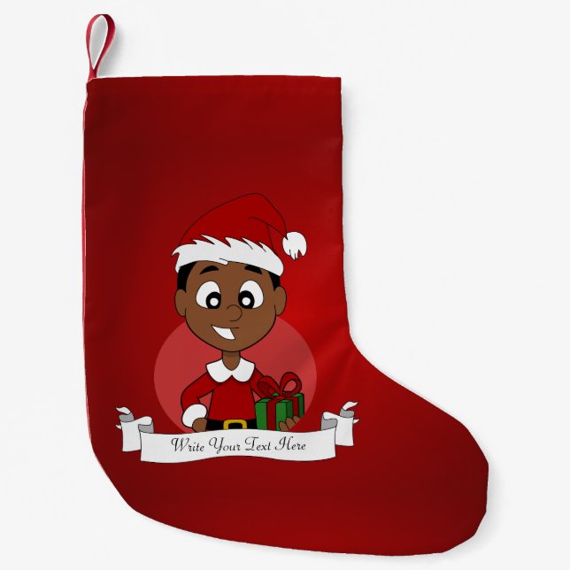 Christmas boy cartoon small christmas stocking (Front)