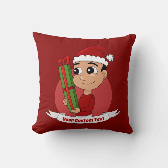 Christmas boy cartoon throw pillow (Front)