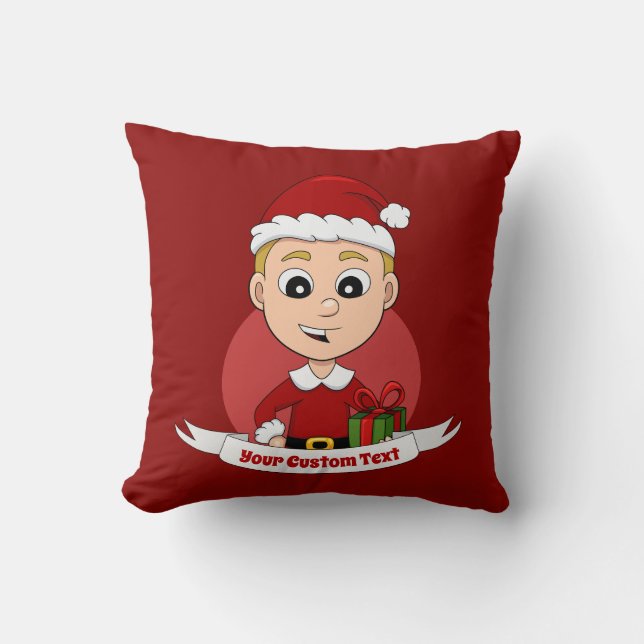 Christmas boy cartoon throw pillow (Front)