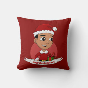 Christmas boy cartoon throw pillow