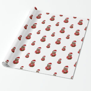 Christmas boy cartoon wrapping paper