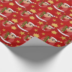 Christmas boy cartoon wrapping paper
