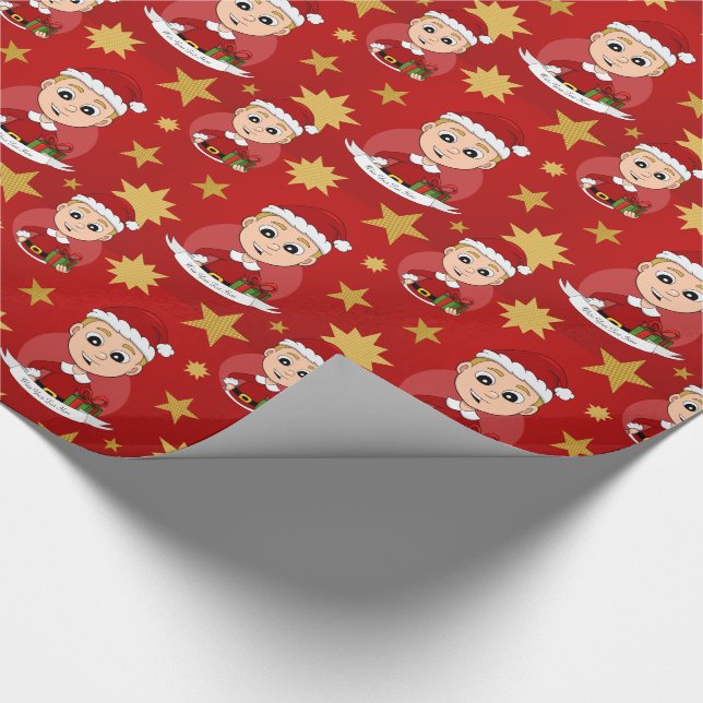 Christmas boy cartoon wrapping paper (Corner)
