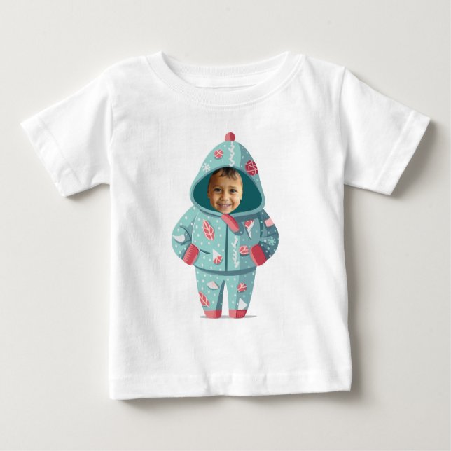 Christmas Boy Face Personalized  Baby T-Shirt (Front)