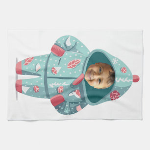 Christmas Boy Face Personalized Tea Towel