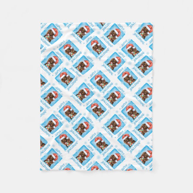 Christmas Boykin Spaniel Fleece Blanket (Front)