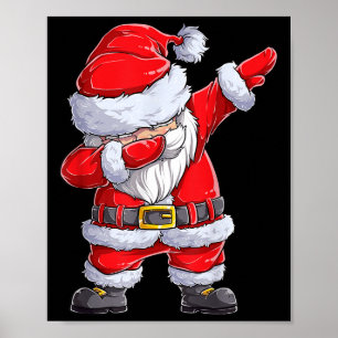 Christmas Boys Dabbing Santa Claus Girls Funny Xma Poster