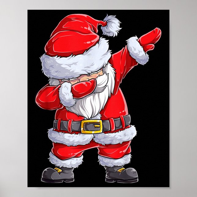 Christmas Boys Dabbing Santa Claus Girls Funny Xma Poster (Front)