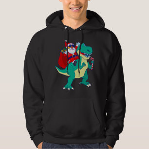 Christmas Boys Dinosaur Santa T Rex Xmas Dino Love Hoodie