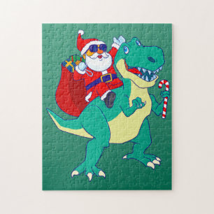 Christmas Boys Dinosaur Santa T Rex Xmas Dino Love Jigsaw Puzzle