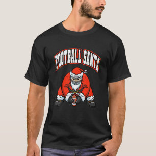 Christmas Boys Men Xmas Football Player Santa Clau T-Shirt