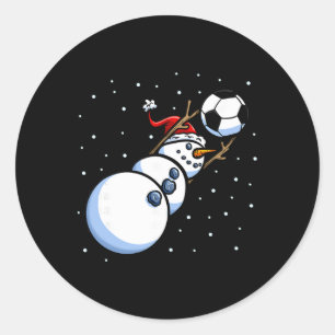 Christmas Boys Men Xmas Goalkeeper Soccer Snowman Classic Round Sticker