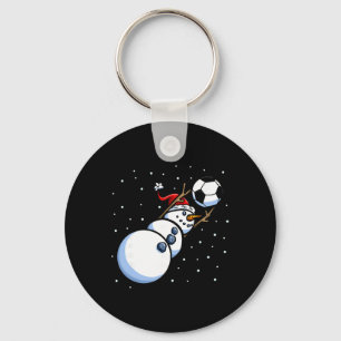 Christmas Boys Men Xmas Goalkeeper Soccer Snowman  Key Ring