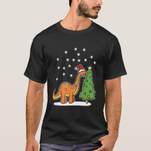 Christmas Brachiosaurus Dinosaur Eating A Christma T-Shirt