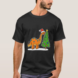 Christmas Brachiosaurus Dinosaur Eating A Christma T-Shirt