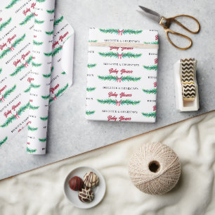 Christmas Branch Baby Shower Wrapping Paper