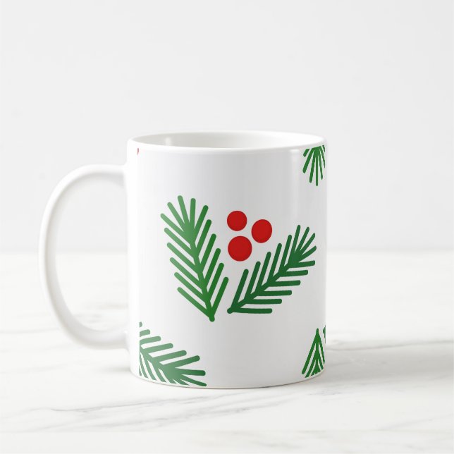 Christmas branch berries coffee mug (Left)