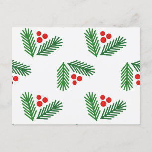 Christmas branch berries holiday postcard