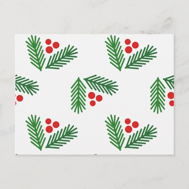 Christmas branch berries holiday postcard (Front)
