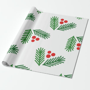 Christmas branch berries wrapping paper