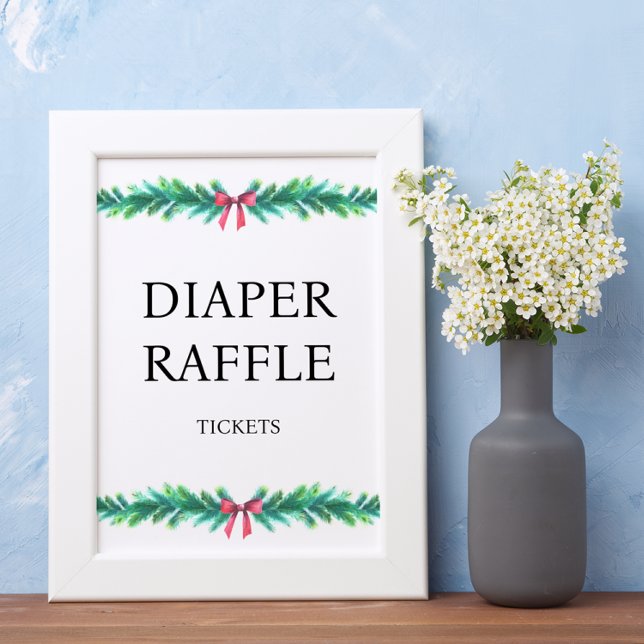 Christmas Branch Diaper Raffle Baby Shower  Poster (Creator Uploaded)