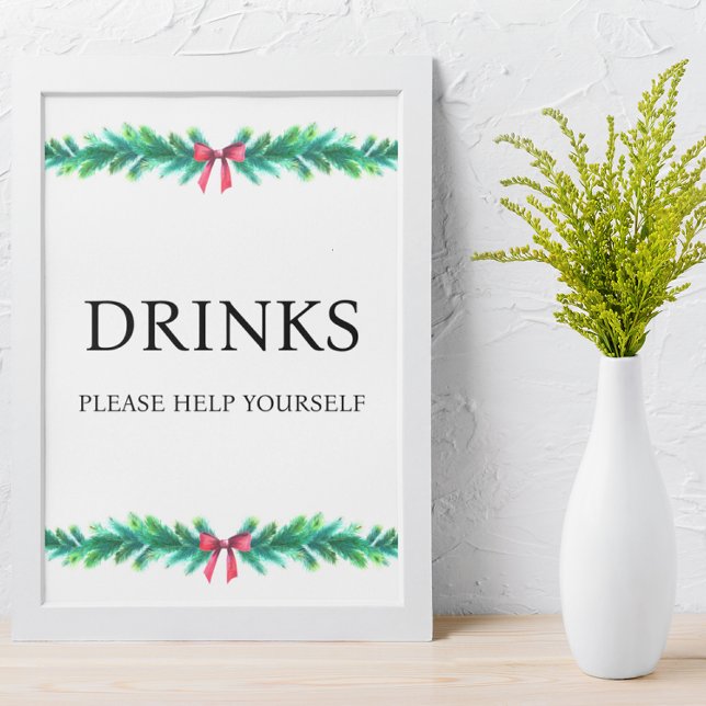 Christmas Branch Drinks Baby Shower  Poster (drinks baby shower sign
)