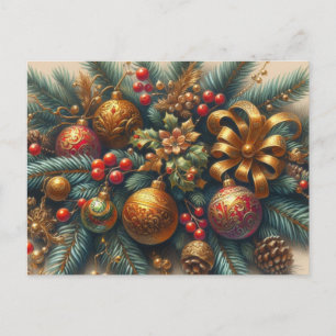 Christmas Branch with Red Balls Postcard