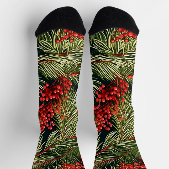 Christmas Branches and Berries Socks (Top)