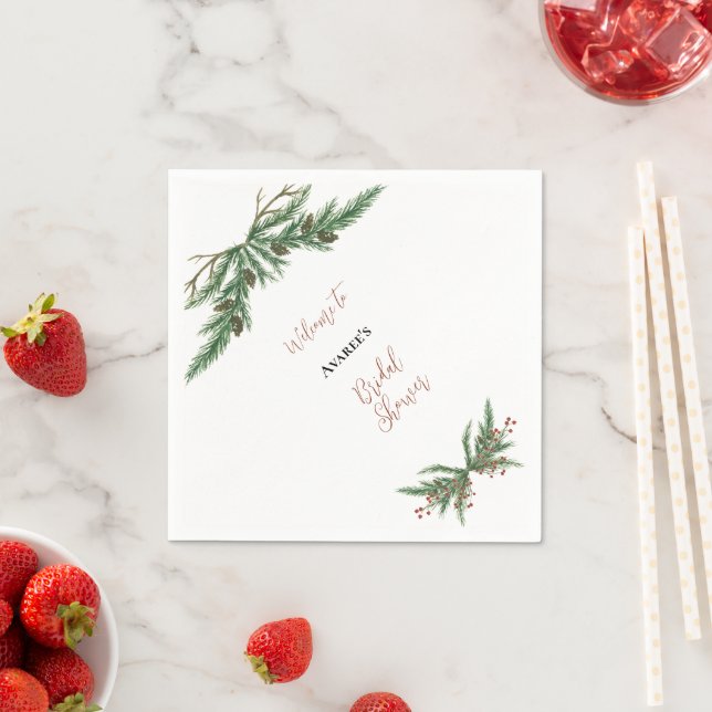 Christmas Branches In Red and Green Napkin (Insitu)