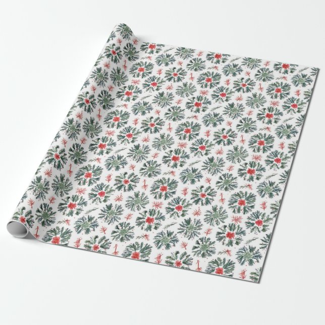 Christmas branches wrapping paper (Unrolled)