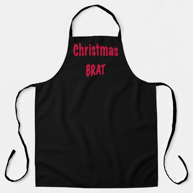 Christmas Brat Red On Black  Apron (Front)