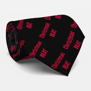 Christmas Brat Red On Black  Tie